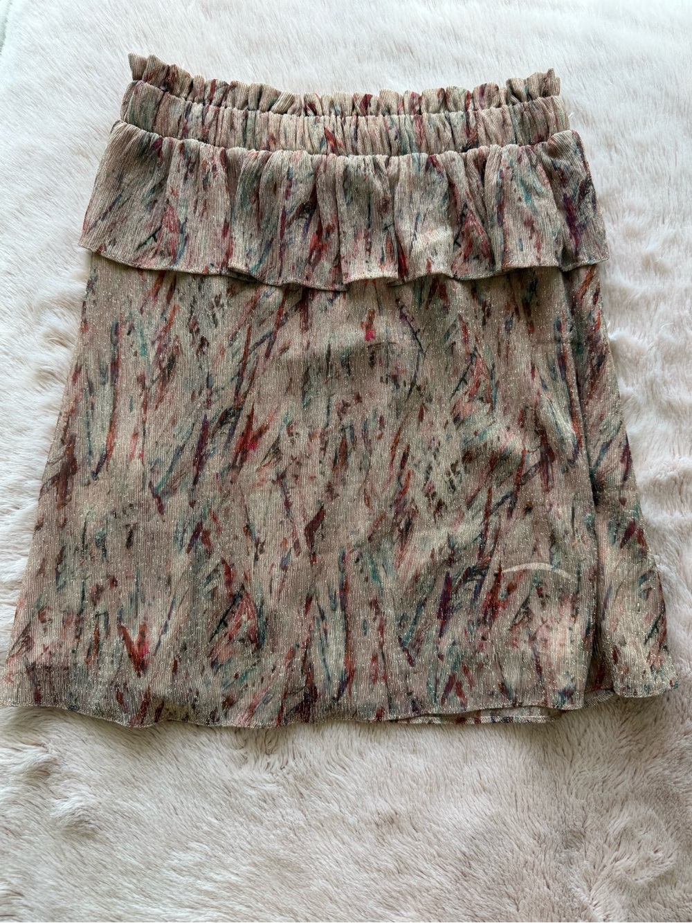 IRO Beige Multicolor Ruffle High-Low Skirt - Picture 3 of 5
